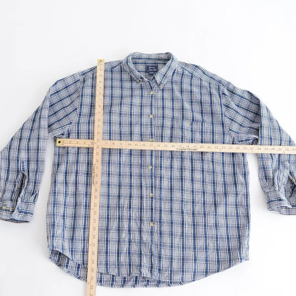 Vintage Cherokee Blue White Brown Checker Thick 100% Cotton Button Up Shirt - Picture 4 of 13